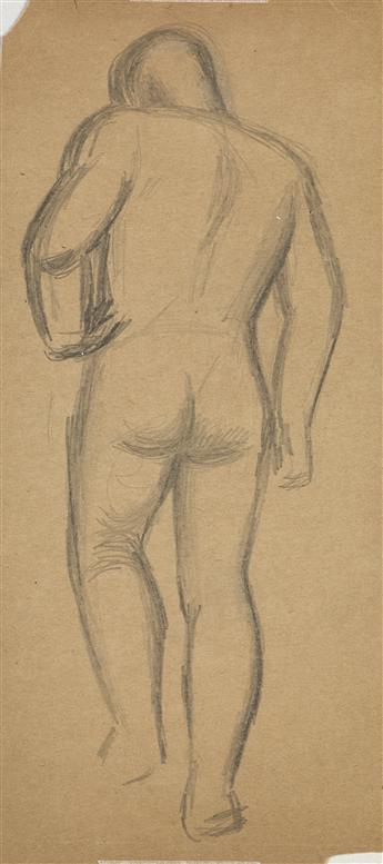 JARED FRENCH Group of 4 pencil drawings of male nudes.